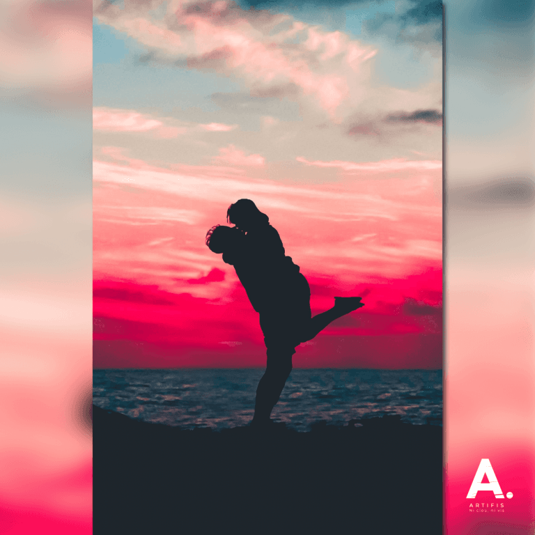Poster métallique Sunset Love – Love