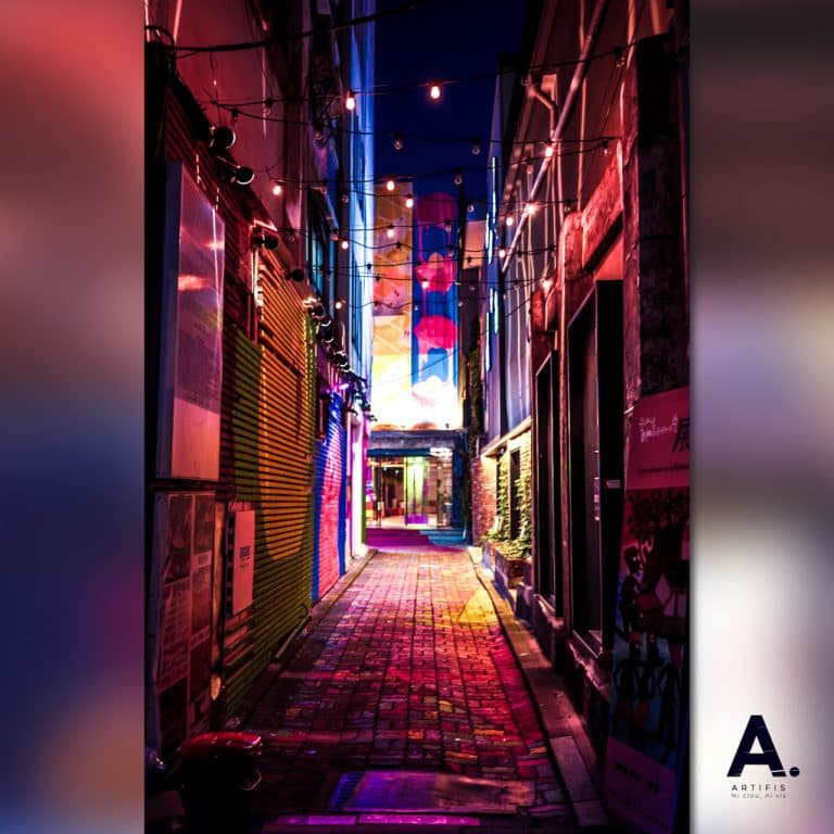 Poster métallique The Alley – Synthwave