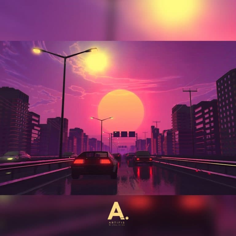 Poster métallique Pink Road – Lofi