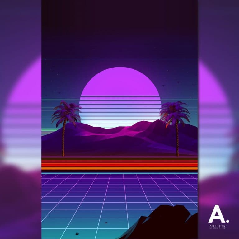 Poster métallique Urban City Night 4 – Synthwave