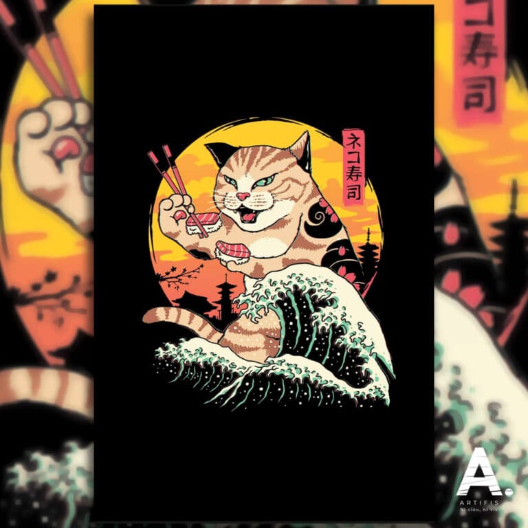 Poster métallique Nipoon Cat – Lofi